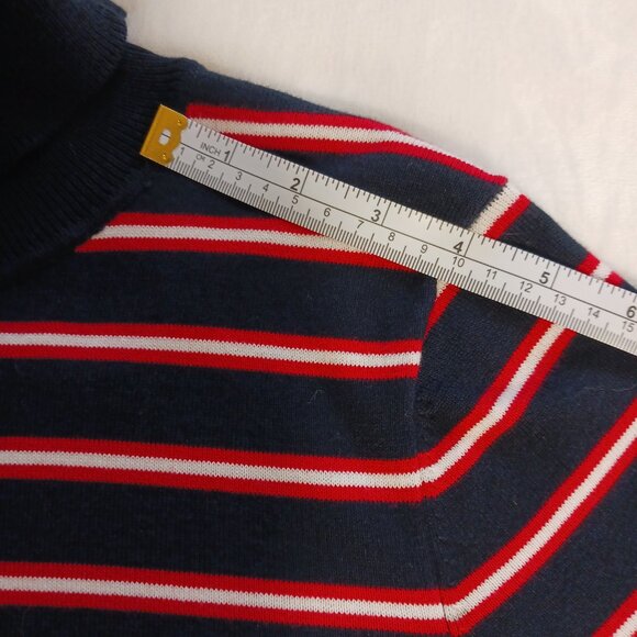 Tommy Hilfiger Turtleneck Sweater, Navy with Red and White Stripes, Size Medium - Picture 9 of 15